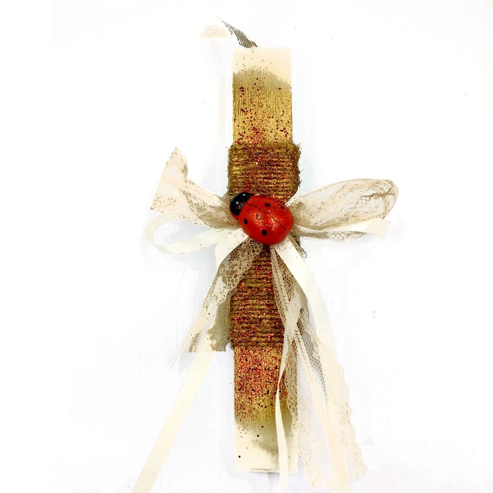 papell.grΧειροποίητη Λαμπάδα Πλακέ Αρωματική Με Ξύλινη Πασχαλίτσαpapell.gr